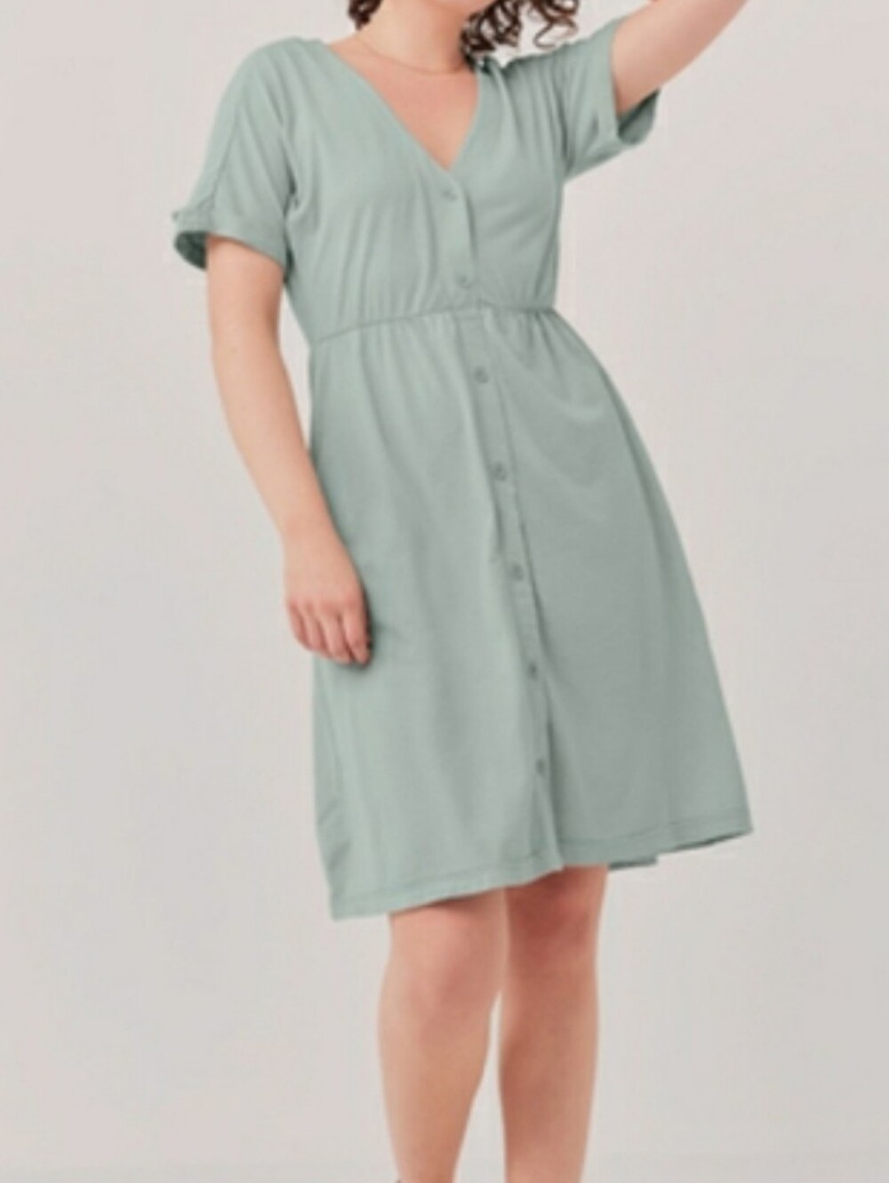 Pact The Portside Button-Front Dress Mint Green Size Large